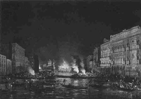 Fest Am Nachtlichen Canal Grande In Venedig - view 1