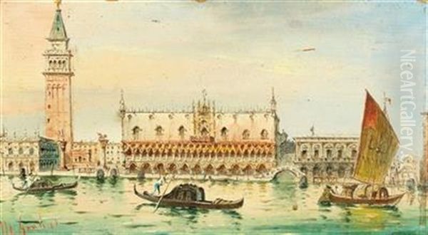 Venice, Gondolas In St. Mark"s Bay And A View Of St. Mark"s Square (2 Works) - view 1