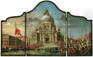 Una Festa Della Chieso Della Salute A Venezia (triptych) by Marco Grubas