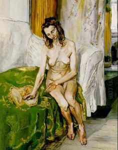 Femme Assise Au Canape Vert
