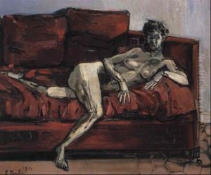 Nu Feminin Au Canape Rouge by Francis Gruber
