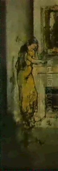 Melancolie. Femme Accoudee A La Cheminee - view 1