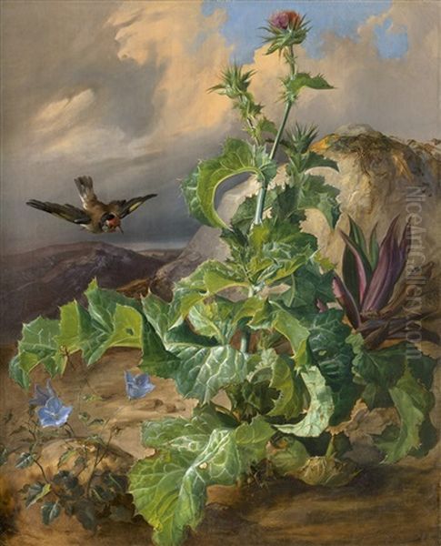 Grosse Mariendistel Mit Stieglitz - view 1