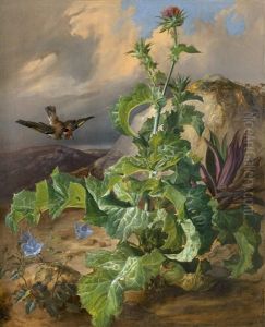 Grosse Mariendistel Mit Stieglitz by Franz Xaver Gruber