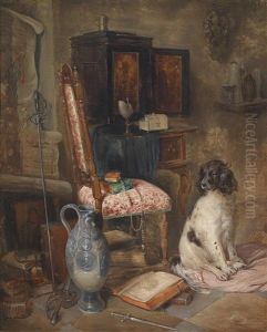 Interieur Mit Jagdhund by Franz Xaver Gruber