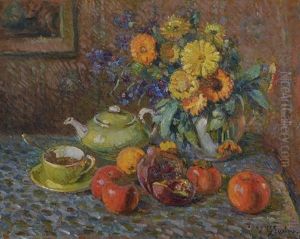 Nature Morte Au Bouquet Et A La Verseuse by Jacques Gruber