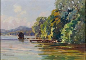 Bootshutte Am Fluss by Franz Gruber-Gleichenberg