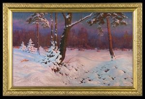 Winter Forest In The Setting Sun by Jan Grubinski