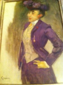 Portrait De Louise Abbema En Violet by Jules Alexandre Gruen