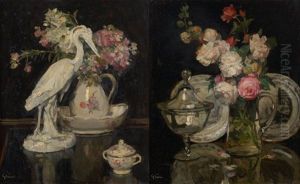 Compositions Florales Et Aux Objets (2 Works) by Jules Alexandre Gruen