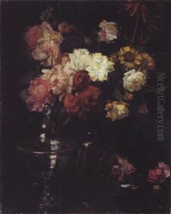 Bouquet De Roses Et De Marguerites by Jules Alexandre Gruen