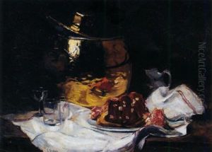 Nature Morte Au Cuivre Et Torchon by Jules Alexandre Gruen