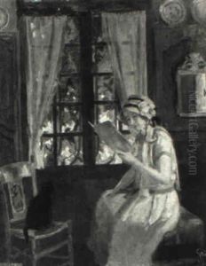 Reading By The Window by Jules Alexandre Gruen