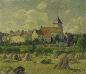 Heuhaufen Vor Einem Dorf