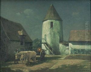 Retour Nocturne - Nachtlandschaft Mit Bauer Und Ochsengespann