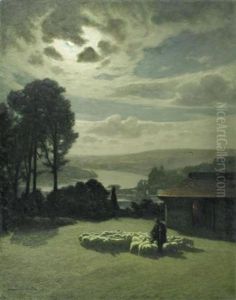 Schafhirte Bei Vollmond by Maurice Grun