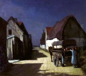 Route De Village Effet De Nuit by Maurice Grun