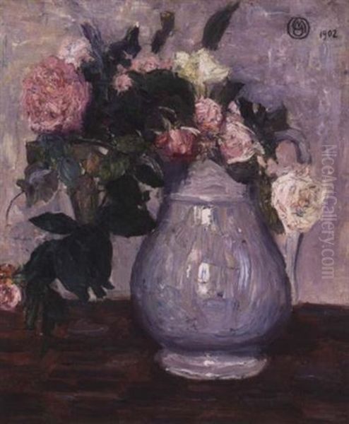 Roses In Blue Water Pitcher - view 1