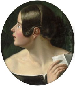 Bildnis Einer Jungen Frau Mit Brief by Johann Grund
