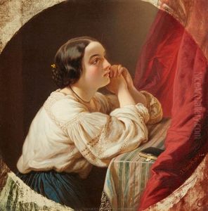 Young Woman At Prayer by Johann Grund