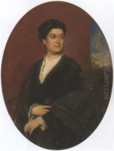 Portrait Of A Lady Wearing A Black Dress, A Landscape Beyond Portrait Of A Lady Wearing A Black Dress, A Landscape Beyond
