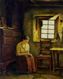Junge Bauerin Beim Lesen Eines Briefes by Johann Grund