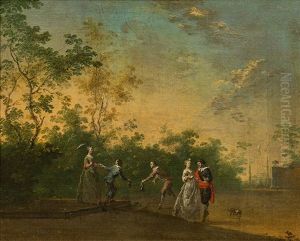 Elegant Society In A Park by Norbert Joseph Carl Grund