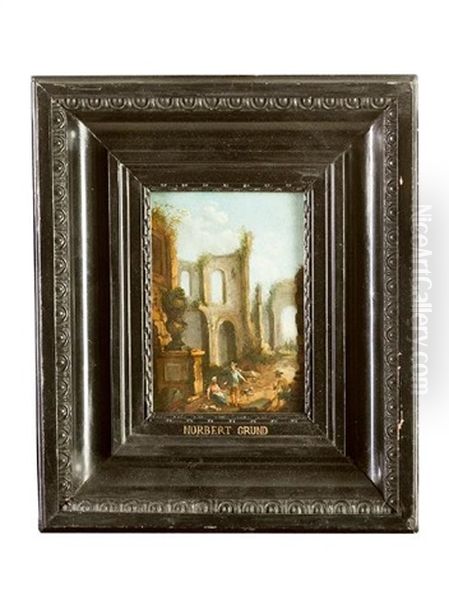 Landscape With Classical Monuments And Peasants By A Vase - view 1