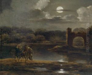 Nachtliche Landschaft Mit Der Heiligen Familie Auf Der Flucht Nach Agypten