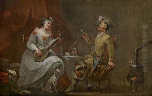 Ein Kavalier Lauscht Dem Saitenspiel Einer Jungen Dame by Norbert Joseph Carl Grund