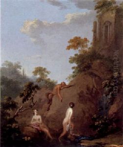 Landschaft Mit Zwei Nymphen Und Einem Satyr