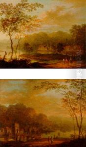 Rhenish Landscape With Travellers On A Track by Norbert Joseph Carl Grund
