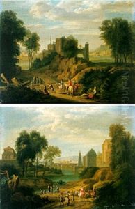 Rhenish Landscape With Travellers And Peasants On Sandy Tracks by Norbert Joseph Carl Grund
