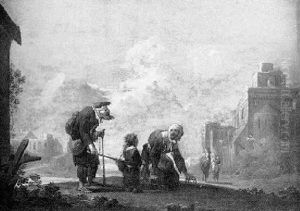 Bettlerfamilie Vor Einer Sudlandischen Stadt by Norbert Joseph Carl Grund