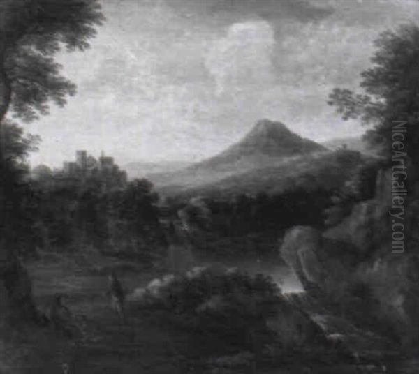 Idyllische Landschaft Mit Figurlicher Staffage - view 1