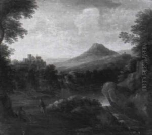 Idyllische Landschaft Mit Figurlicher Staffage by Norbert Joseph Carl Grund