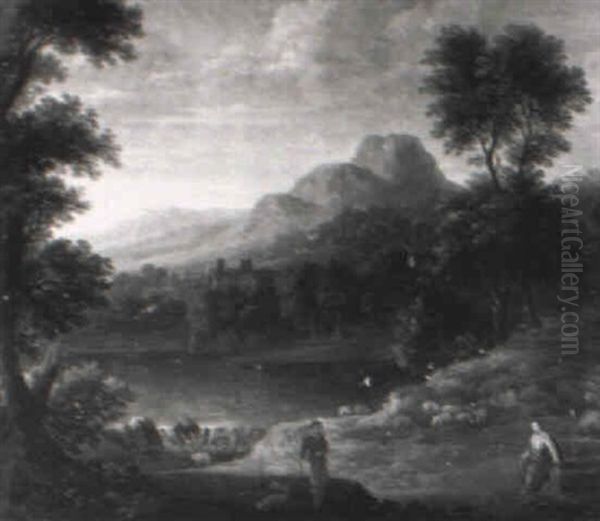 Idyllische Landschaft Mit Figurlicher Staffage - view 1