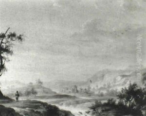 Moonlit River Landscape With A Watermill