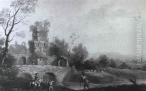 Peasants On A Track, A Village Beyond