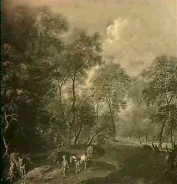 Waldlandschaft Mit Einem Pferdefuhrwerk - view 1
