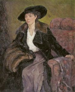 Sitzendes Dame Mit Pelzmuff by Arthur Grunenberg