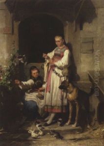 Zwei Bauernmadchen Aus Betzingen by Jakob Gruenenwald
