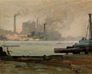 Shipping On The Harbour by Elioth Gruner
