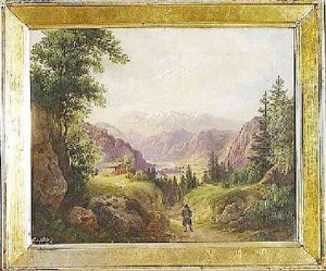 Wanderer In Sommerliche Alpental