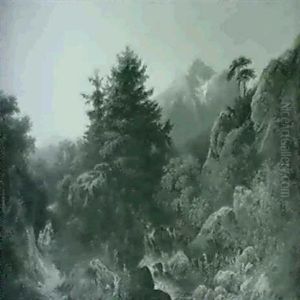 Gebirgslandschaft Mit Wasserfall by Ludwig Gruenfeld