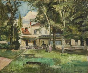 View Of A House In A Garden by Nathan Grunsweigh