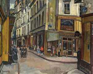 Une Rue Animee A Montmartre, Paris