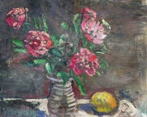 Nature Morte Au Bouquet De Fleurs Et Citron by Nathan Grunsweigh