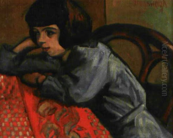 La Fille Du Peintre Assise A Table - view 1