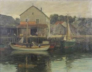 Fishermen In Harbor by Charles Paul Gruppe